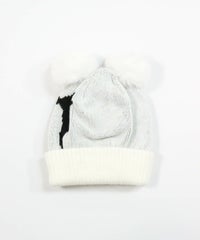 ボンボンニット帽(ホワイト)後ろ