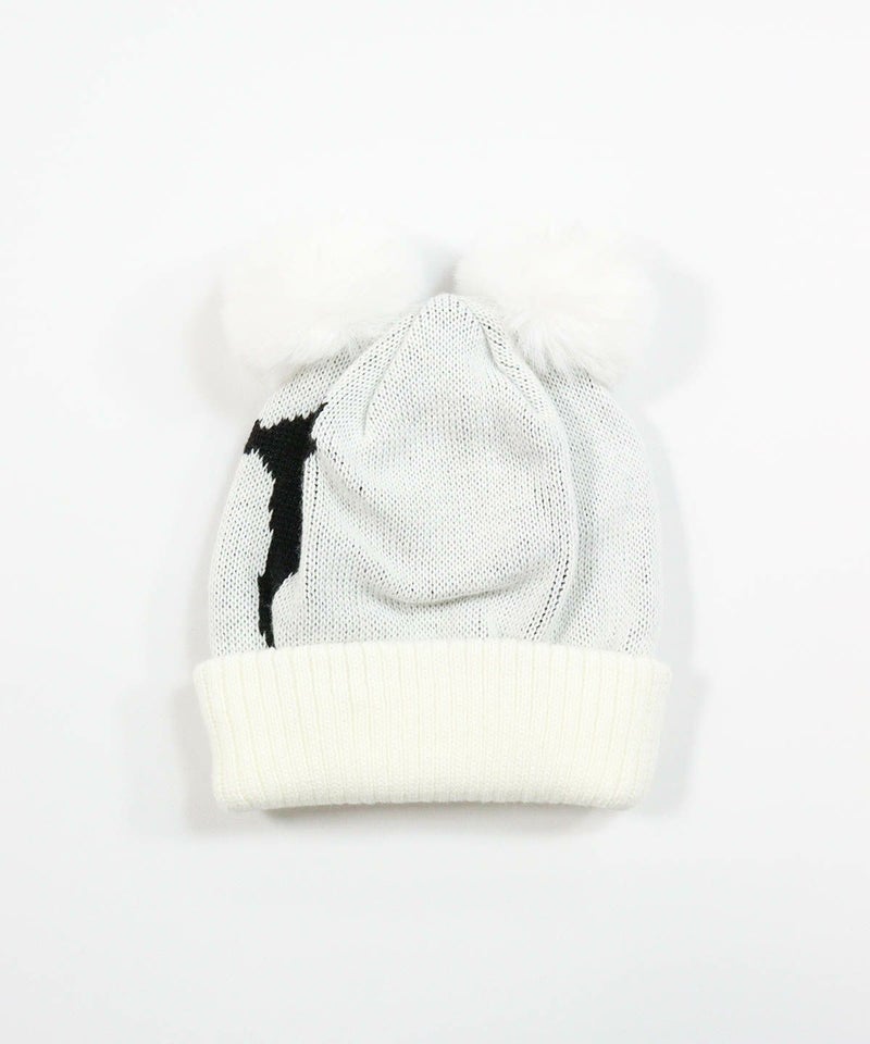 ボンボンニット帽(ホワイト)後ろ