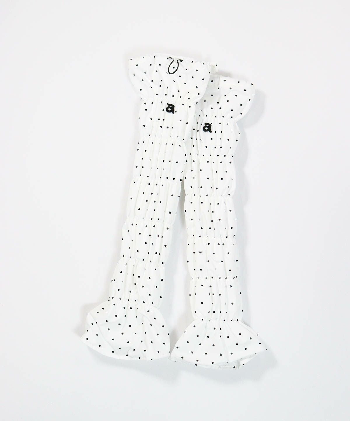 保温撥水ドット柄レッグウォーマー(ホワイト)