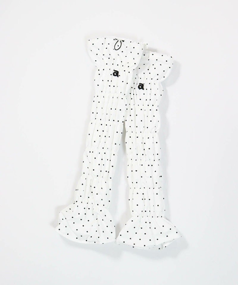 保温撥水ドット柄レッグウォーマー(ホワイト)