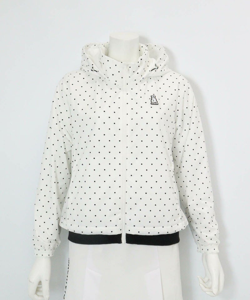保温撥水ドット柄ブルゾン(ホワイト)前