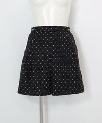保温撥水ドット柄スカート(ブラック)前