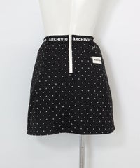 保温撥水ドット柄スカート(ブラック)後ろ