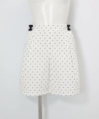 保温撥水ドット柄スカート(ホワイト)前