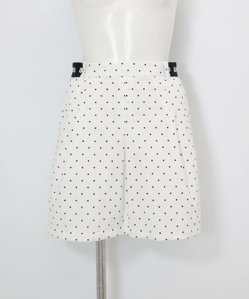 保温撥水ドット柄スカート(ホワイト)前