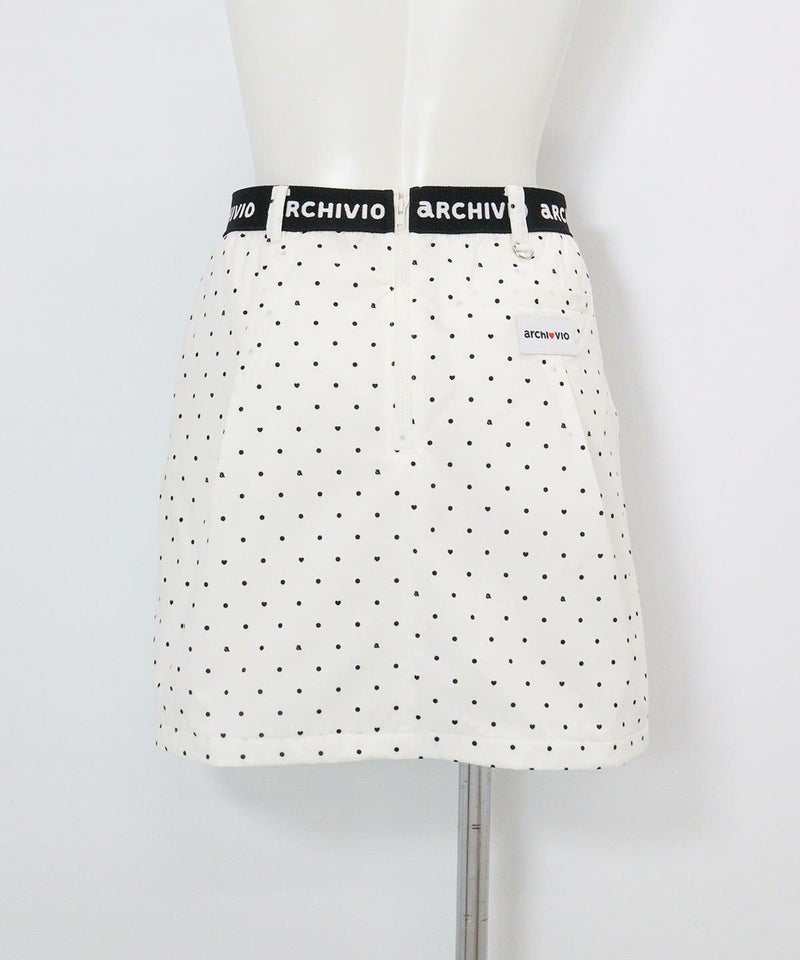 保温撥水ドット柄スカート(ホワイト)後ろ
