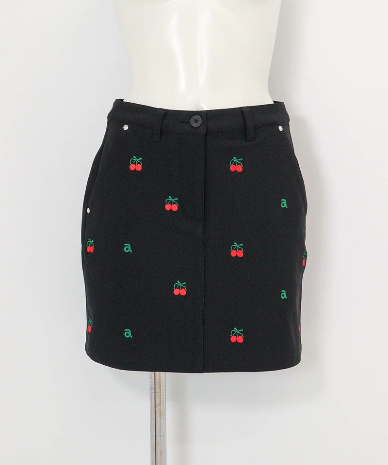 チェリー刺繍スカート(ブラック)前