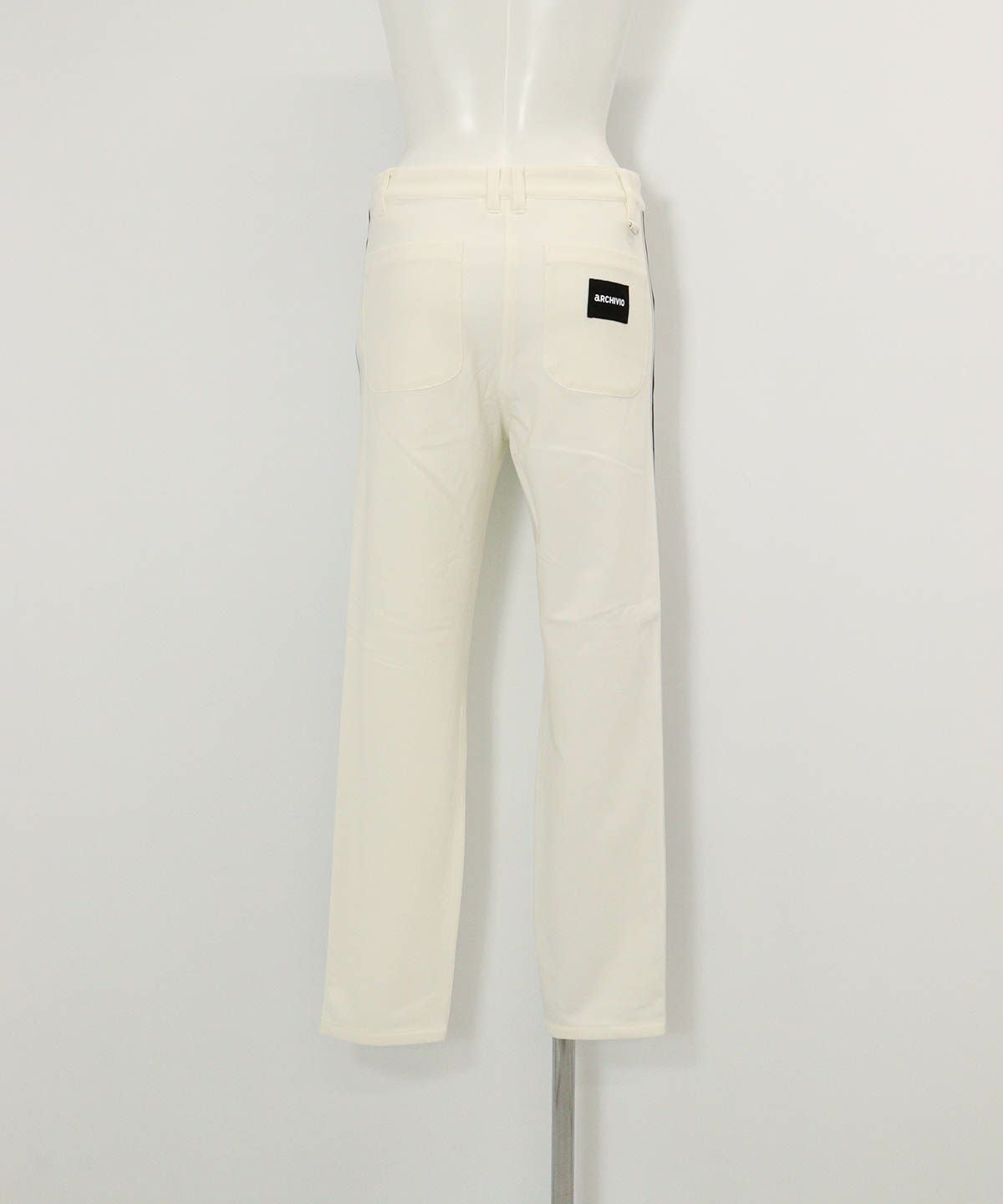 サイドライン裏起毛パンツ(ホワイト)後ろ