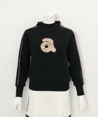 スパンコール刺繍保温ニット(ブラック)前