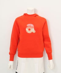 スパンコール刺繍保温ニット(オレンジ)前