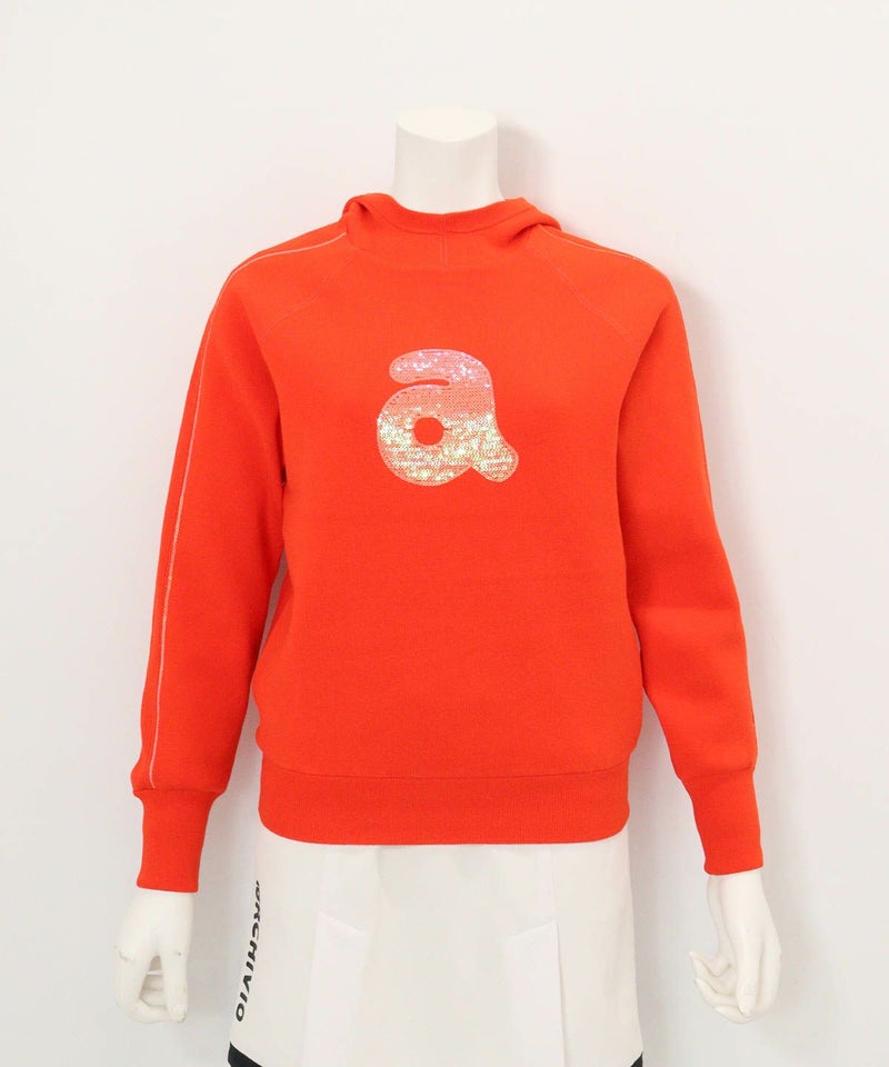 スパンコール刺繍保温ニット(オレンジ)前