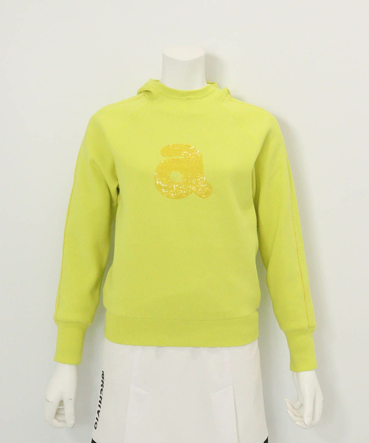 スパンコール刺繍保温ニット(イエロー)前