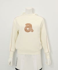 スパンコール刺繍保温ニット(ホワイト)前