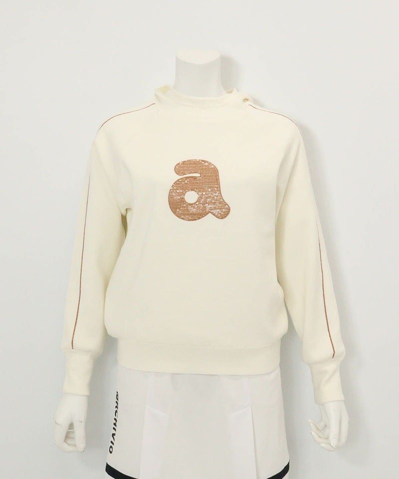 スパンコール刺繍保温ニット(ホワイト)前