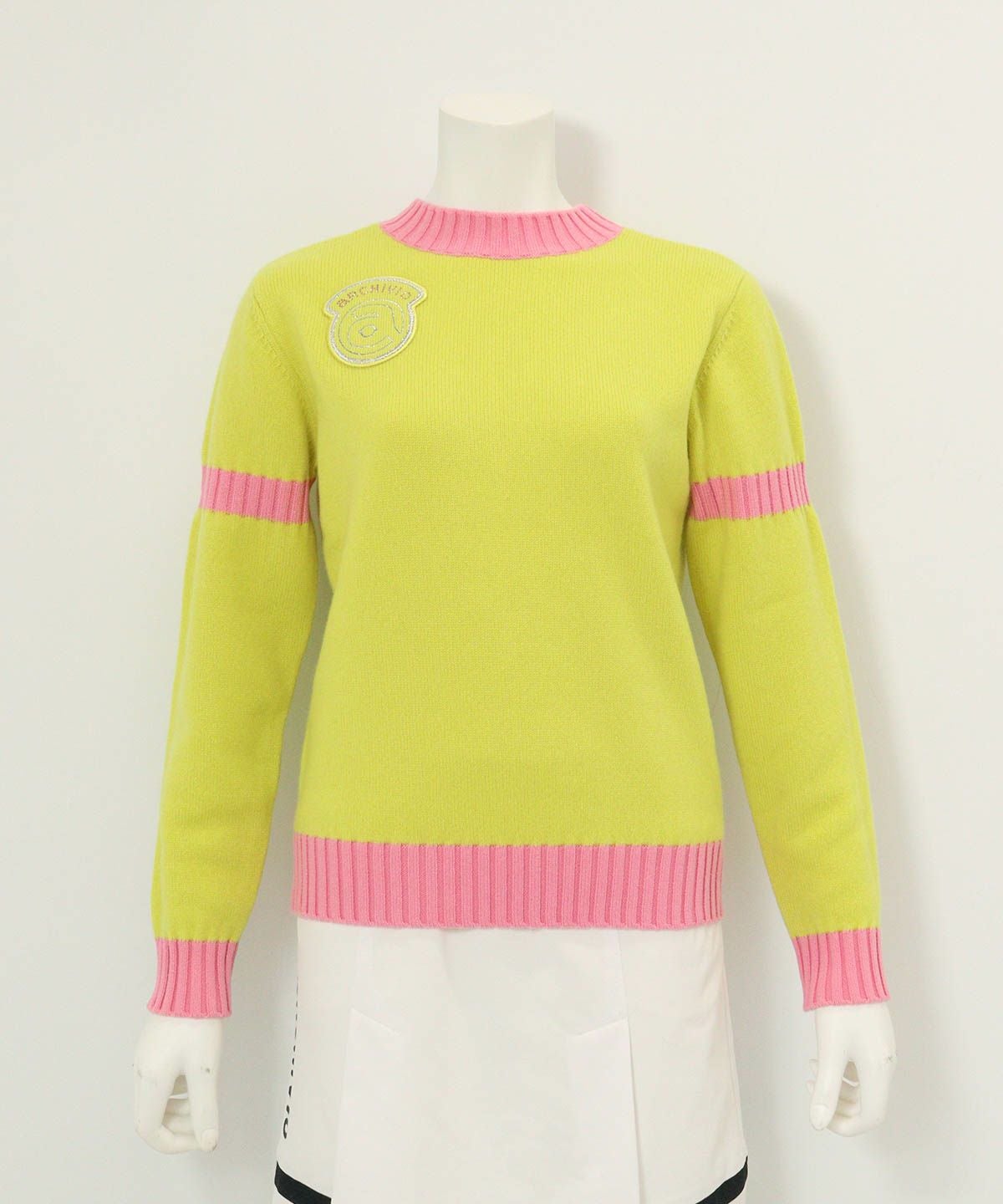 カシミヤ100％バックロゴニット(イエロー)前