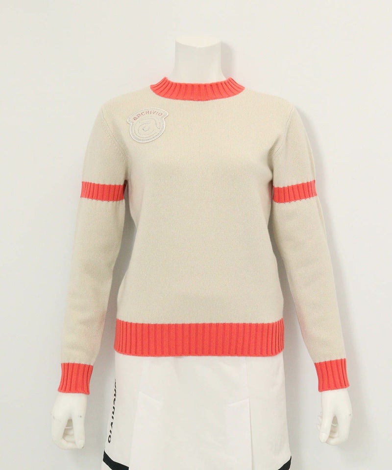 カシミヤ100％バックロゴニット(ホワイト)前