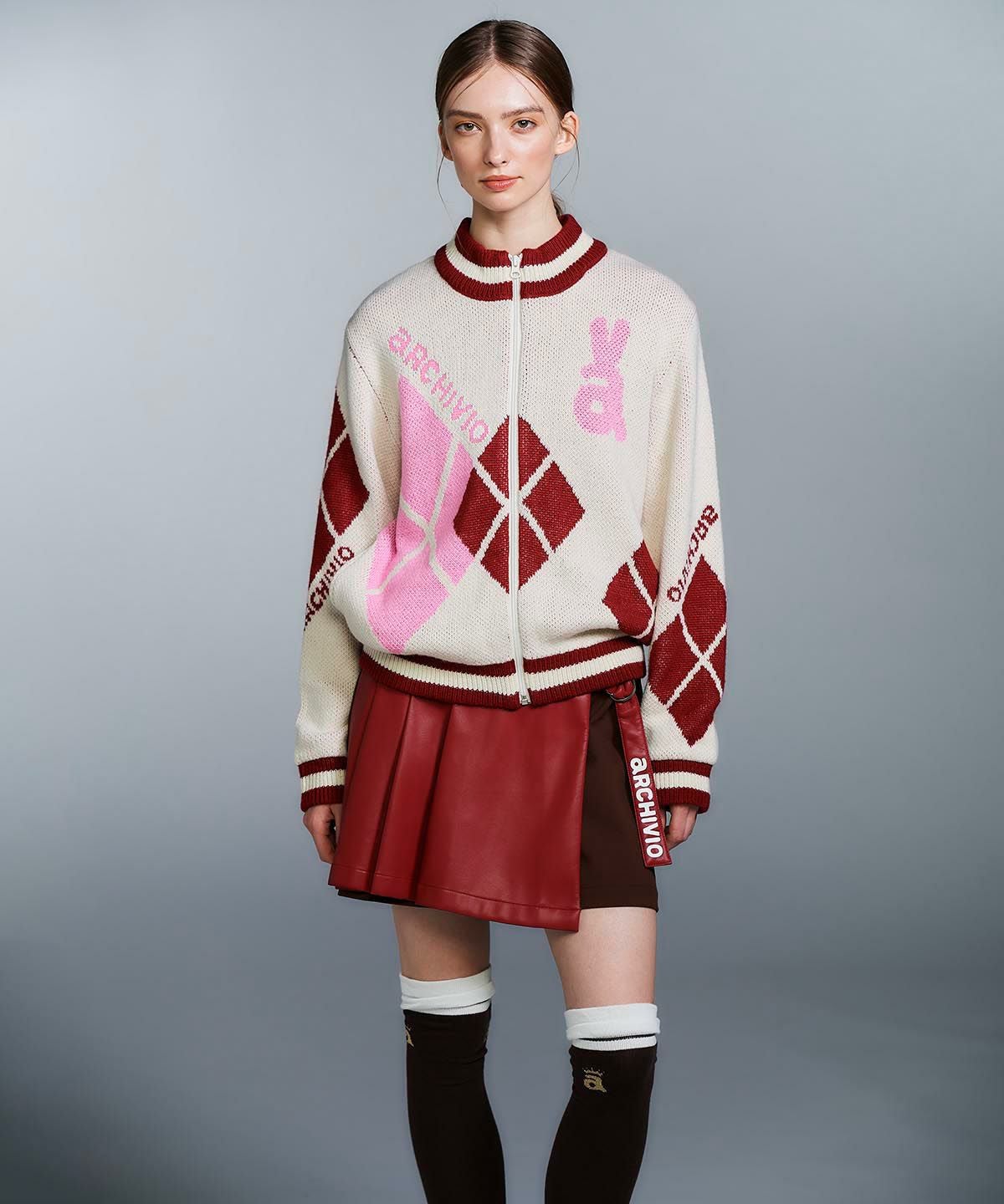 アーガイル柄ニットブルゾン|アルチビオ - ゴルフウェアや婦人服通販