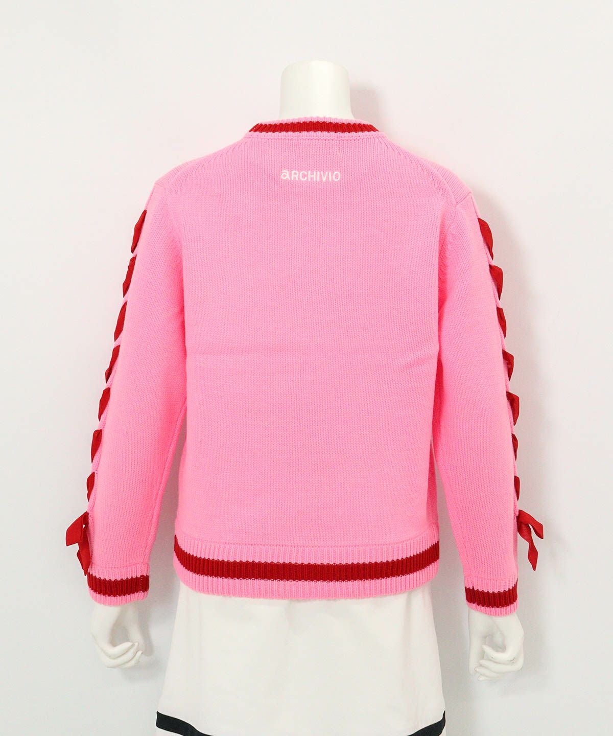 ブレードリボン袖ニット(ピンク)後ろ