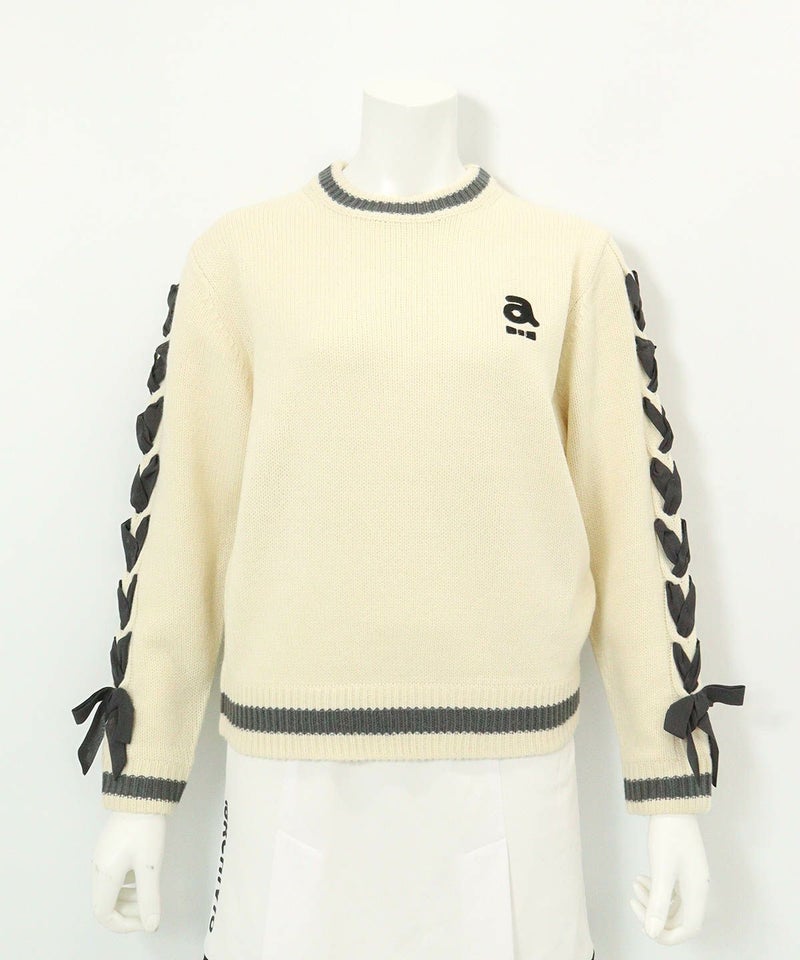 ブレードリボン袖ニット(ホワイト)前