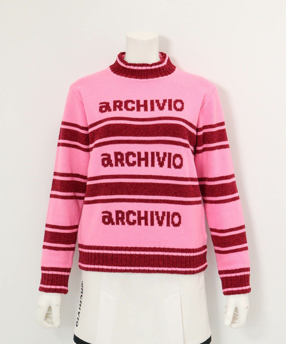 モールラインボーダーニット(ピンク)前