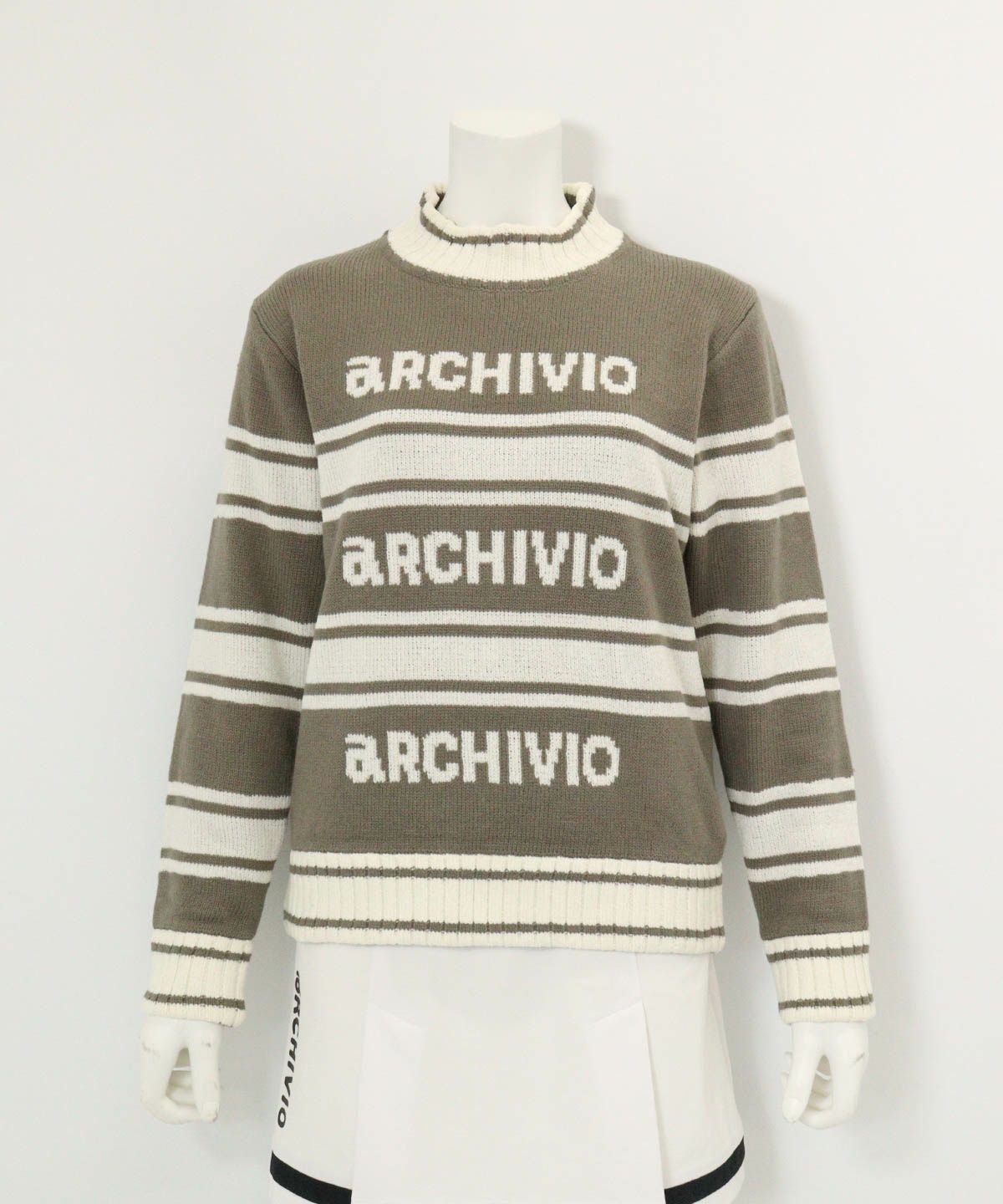 モールラインボーダーニット(グレー)前