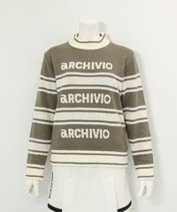 モールラインボーダーニット(グレー)前