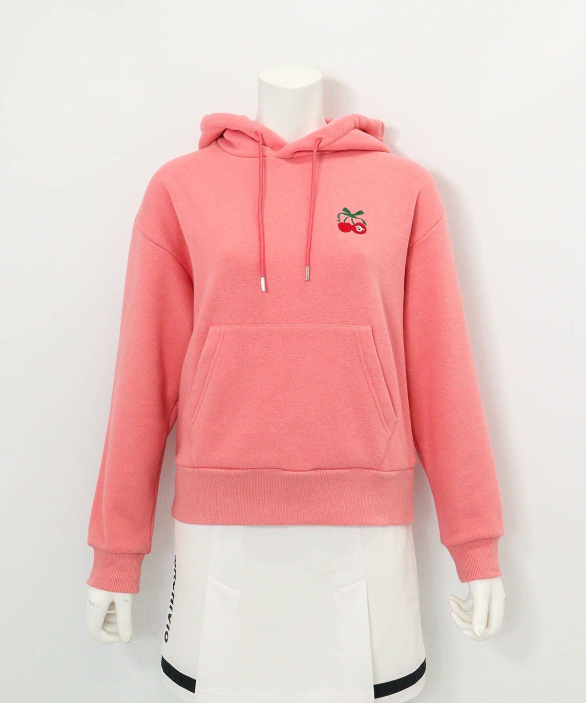 チェリー柄裏起毛パーカー(ピンク)前