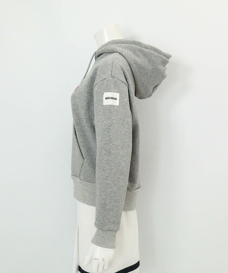 チェリー柄裏起毛パーカー(ライトグレー)横