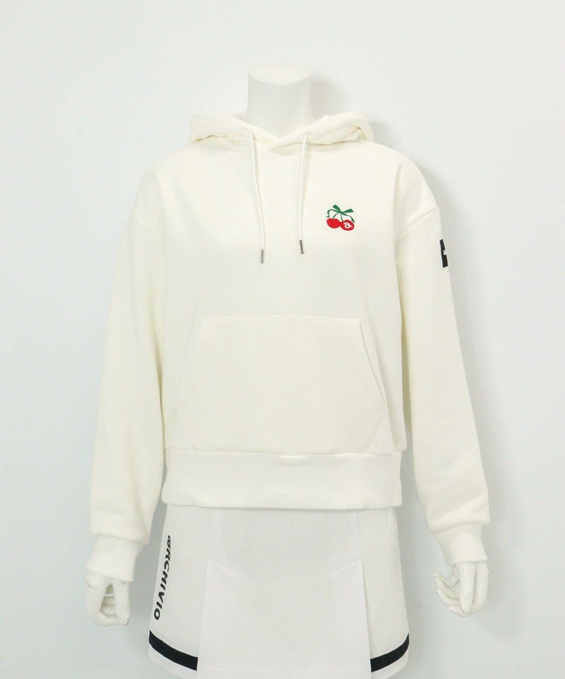 チェリー柄裏起毛パーカー(ホワイト)前