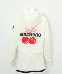 チェリー柄裏起毛パーカー(ホワイト)後ろ