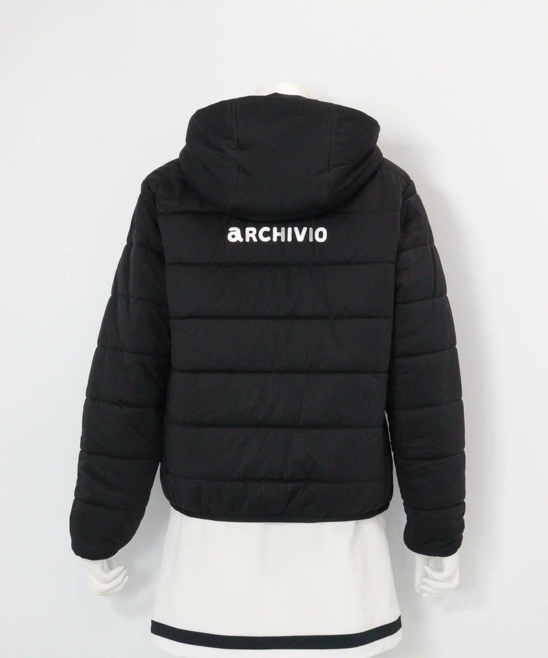 防風保温中綿ジップブルゾン(ブラック)後ろ