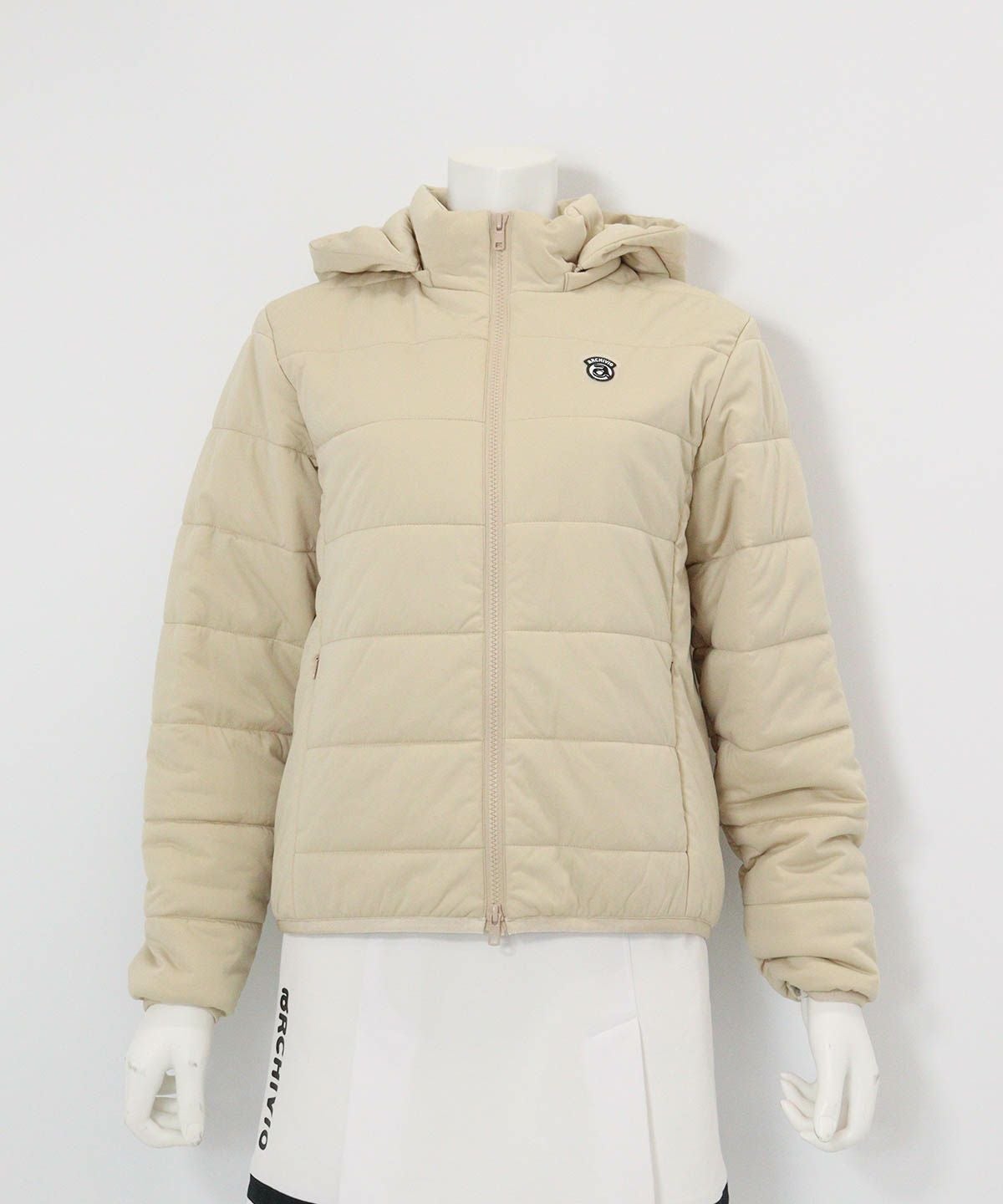 防風保温中綿ジップブルゾン(ベージュ)前