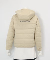 防風保温中綿ジップブルゾン(ベージュ)後ろ