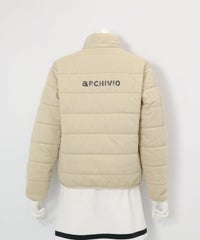 防風保温中綿ジップブルゾン(ベージュ)後ろ