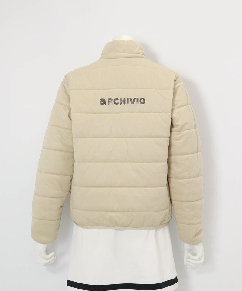 防風保温中綿ジップブルゾン(ベージュ)後ろ