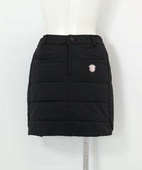 防風保温中綿キルトスカート(ブラック)後ろ