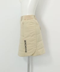 防風保温中綿キルトスカート(ベージュ)横