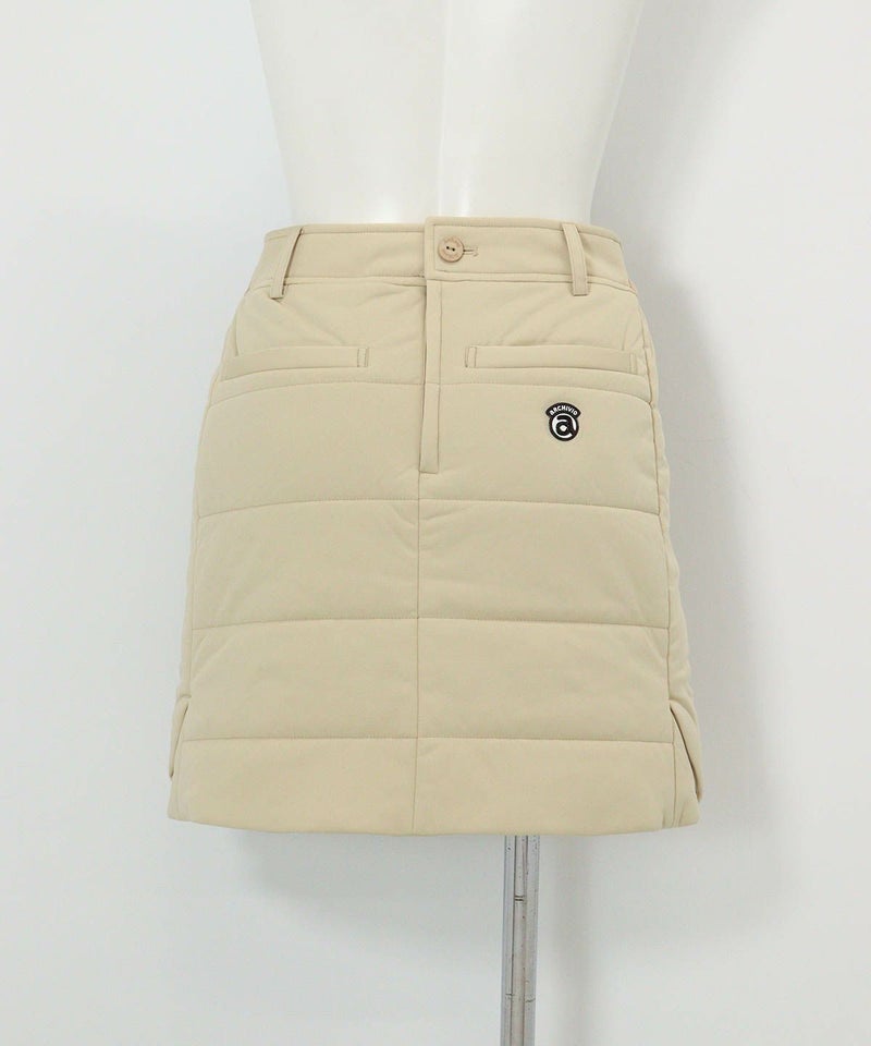 防風保温中綿キルトスカート(ベージュ)後ろ