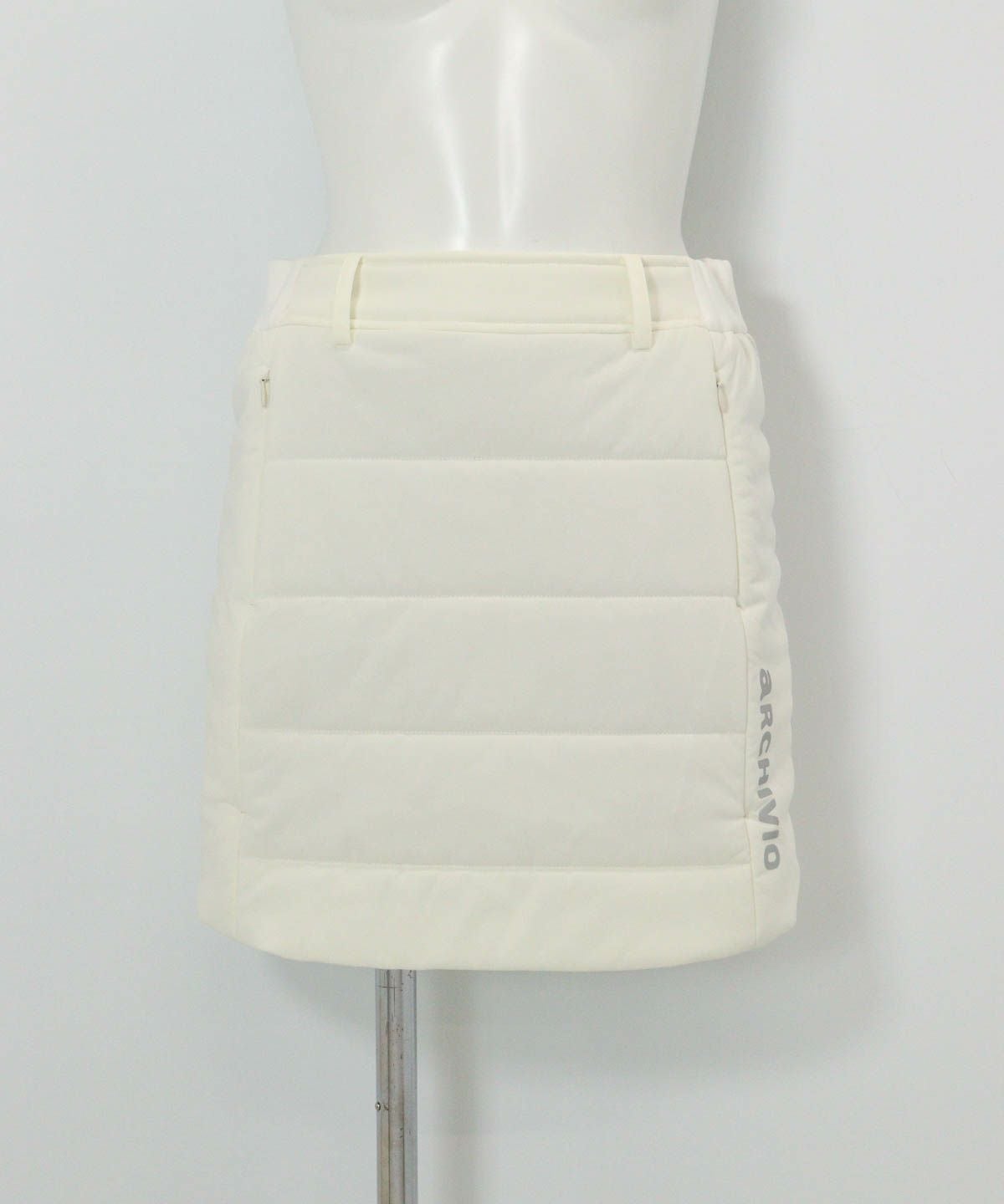 防風保温中綿キルトスカート(ホワイト)前