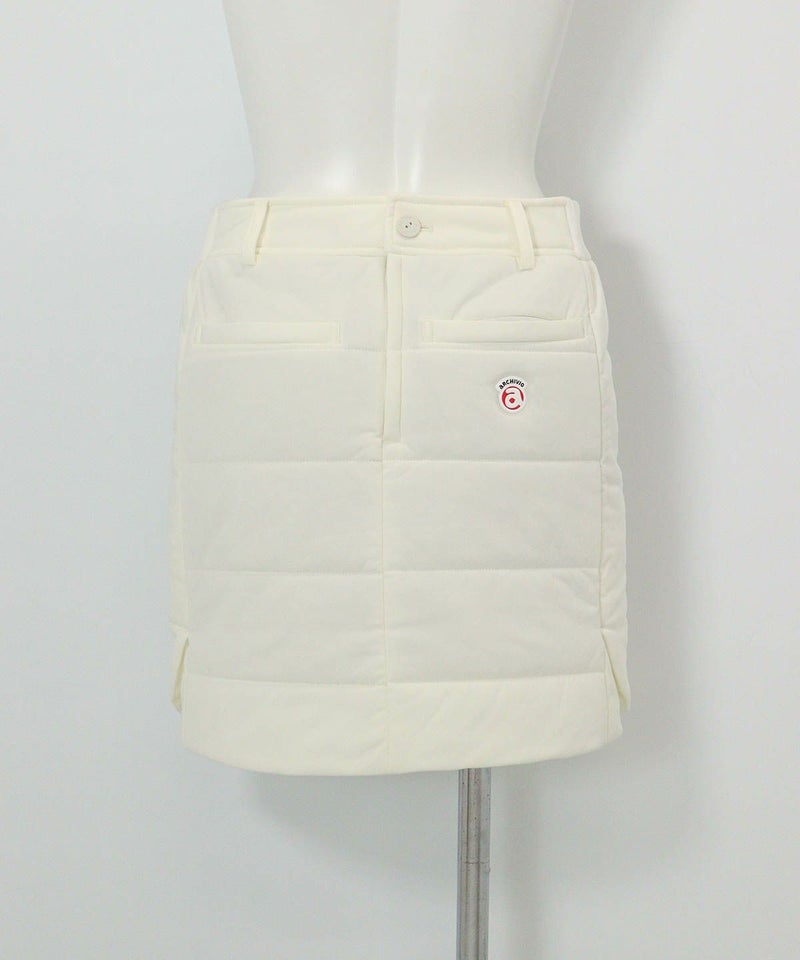 防風保温中綿キルトスカート(ホワイト)後ろ