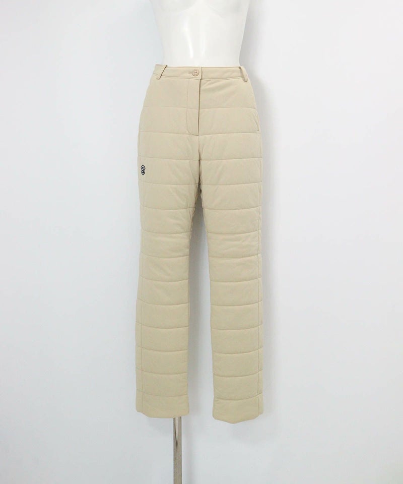 防風保温中綿キルトパンツ(ベージュ)前