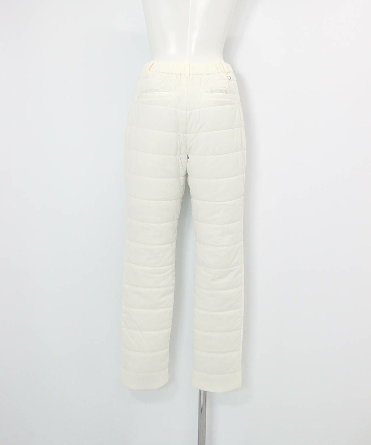 防風保温中綿キルトパンツ(ホワイト)後ろ