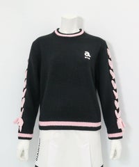 WEB限定カラー◆ブレードリボン袖ニット(ブラック)前