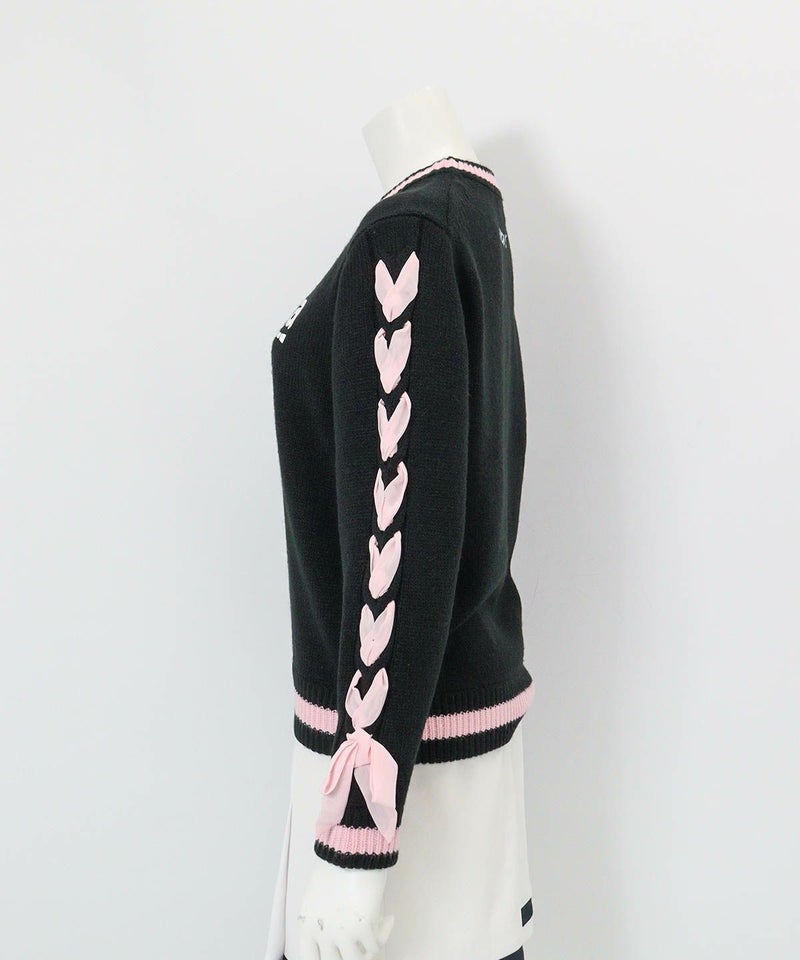 WEB限定カラー◆ブレードリボン袖ニット(ブラック)横