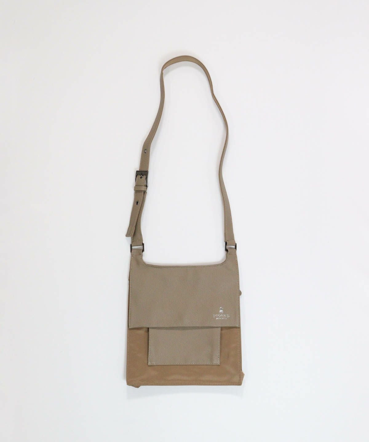 レザー切替ショルダーバッグ(ブラウン)前