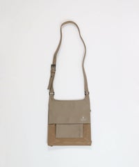 レザー切替ショルダーバッグ(ブラウン)前