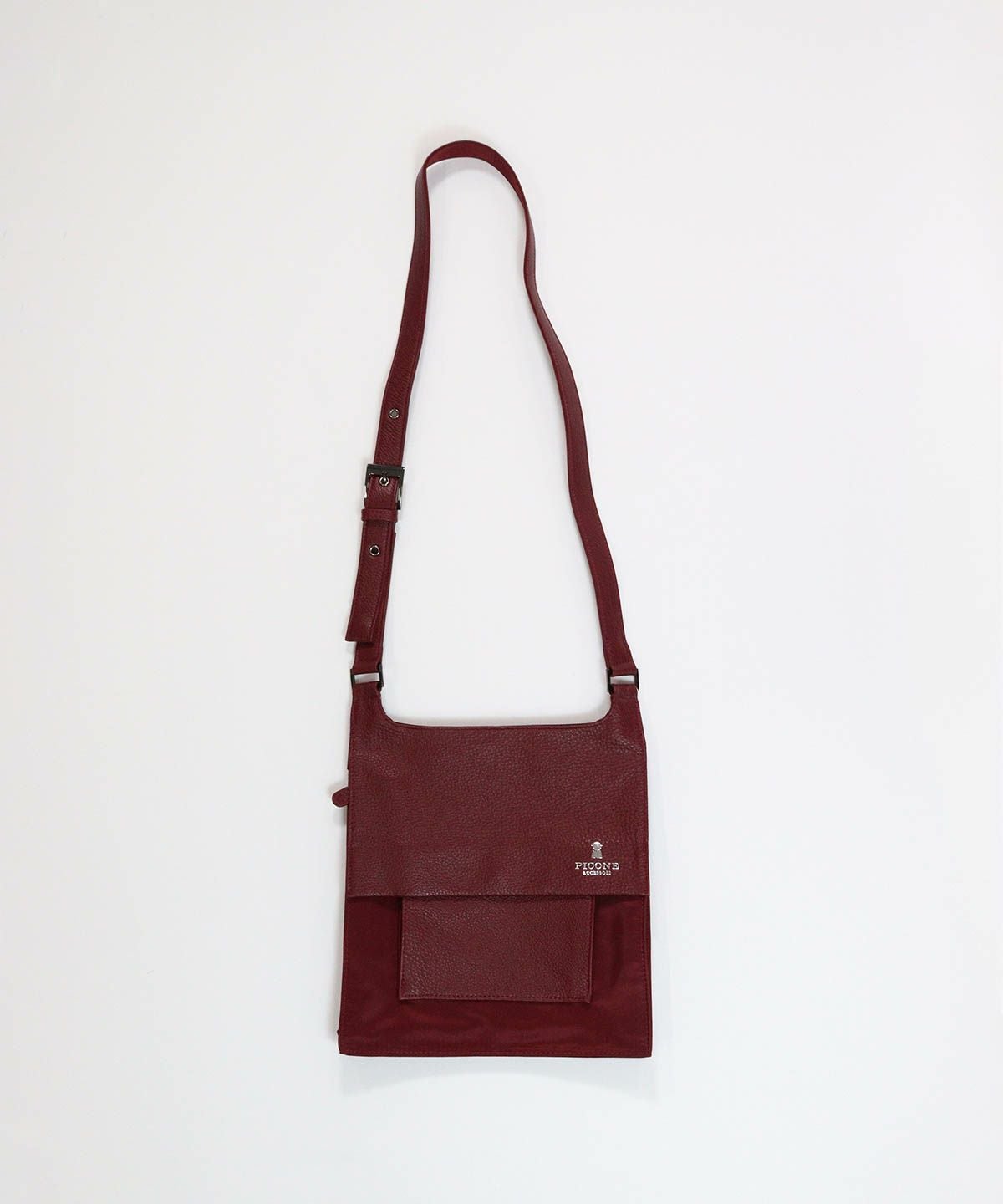 レザー切替ショルダーバッグ(レッド)前