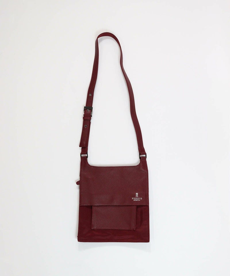 レザー切替ショルダーバッグ(レッド)前