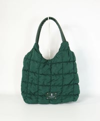 ギャザーキルティングハンドバッグ（グリーン）