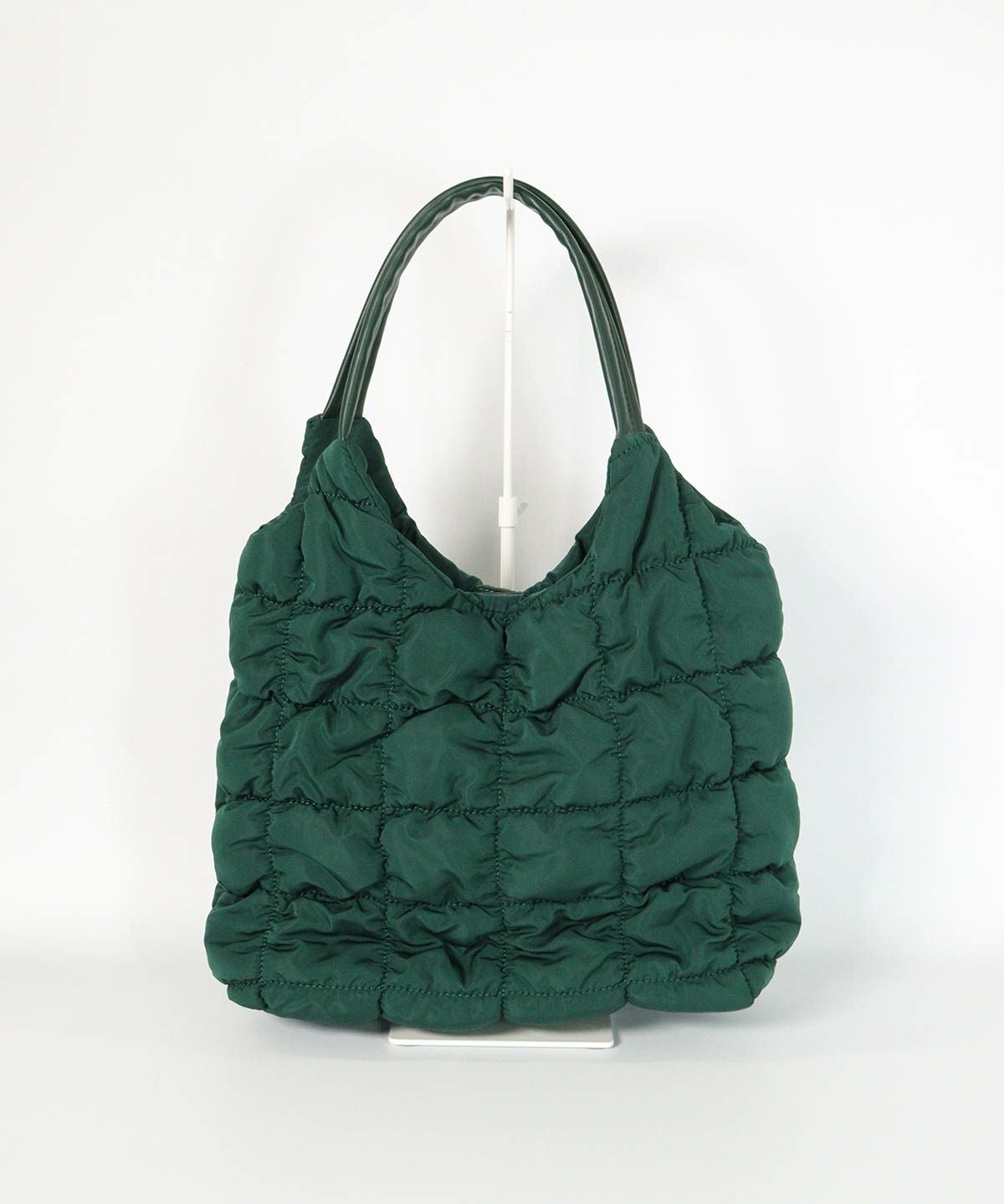 ギャザーキルティングハンドバッグ後（グリーン）